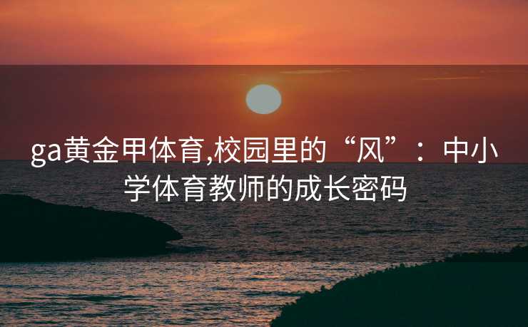 ga黄金甲体育,校园里的“风”:中小学体育教师的成长密码